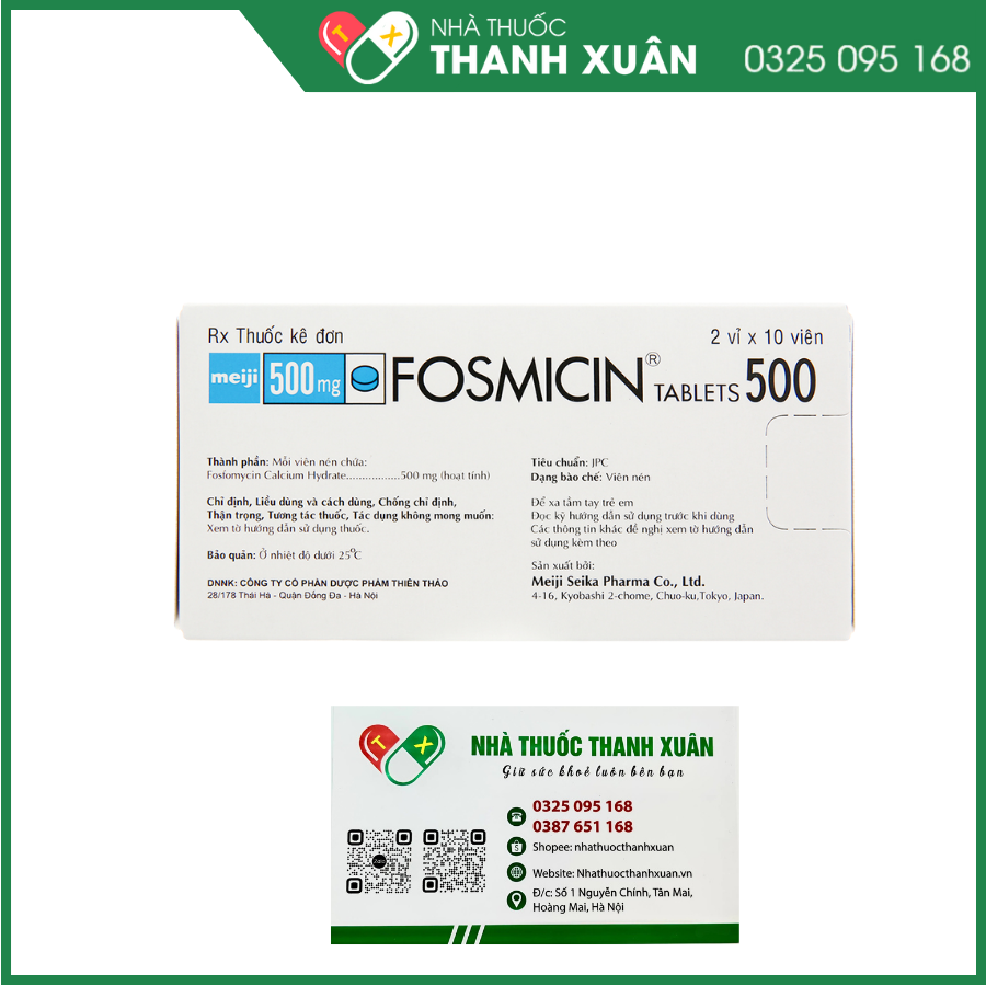 Fosmicin Tablets 500 mg điều trị nhiễm khuẩn tiết niệu và nhiễm khuẩn tiêu hóa